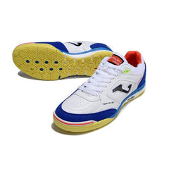 Chuteira Futsal IC Joma Top Flex Rebound Branca Azul e Amarela