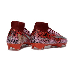 Chuteira Campo FG Nike Air Zoom Mercurial Superfly 10 Elite Vermelha-Escura e Prateada