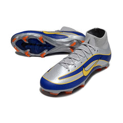 Chuteira Campo FG Nike Air Zoom Mercurial Superfly 10 Elite Cinza e Azul