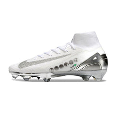 Chuteira Campo FG Nike Air Zoom Mercurial Superfly 10 Elite Branca e Prateada