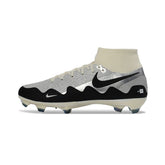Chuteira Campo Sintético AG Nike Air Zoom Mercurial Superfly 9 Elite Prateada e Preta Infantil Pack Peak Ready