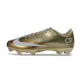 Chuteira Campo FG Nike Air Zoom Mercurial Vapor 16 Elite CR7 Dourada Infantil