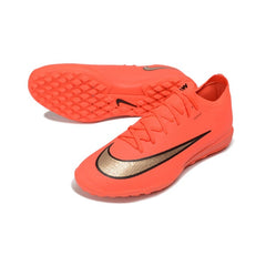 Chuteira Society TF Nike Air Zoom Mercurial Vapor 17 Elite Laranja e Douradoen