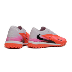 Chuteira Society TF Nike Phantom 6 Elite Laranja, Branco e Rosa