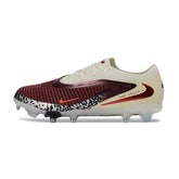Chuteira Campo FG Nike Phantom 6 Elite Branca e Vermelha-Escura Infantil