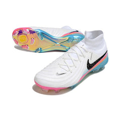 Chuteira Campo FG Nike Phantom Luna 2 Elite Branca Azul-Clara e Rosa