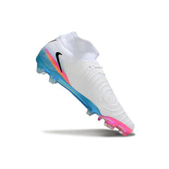Chuteira Campo FG Nike Phantom Luna 2 Elite Branca Azul-Clara e Rosa