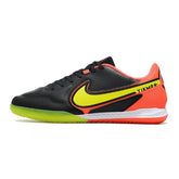 Chuteira Futsal IC Nike Tiempo Legend 9 Elite Preta Laranja e Amarela