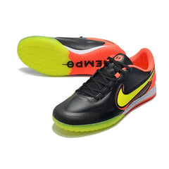 Chuteira Futsal IC Nike Tiempo Legend 9 Elite Preta Laranja e Amarela