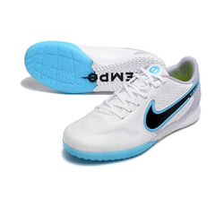Chuteira Futsal IC Nike Tiempo Legend 9 Elite Branca Cinza and Azul
