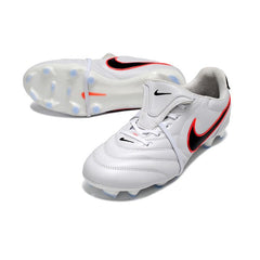 Chuteira Campo FG Nike Tiempo Ligera Elite Branca, Preta e Laranja