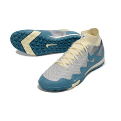 Chuteira Society TF Nike x Patta Zoom Mercurial Superfly Elite Branco, Azul e Prateado Kids