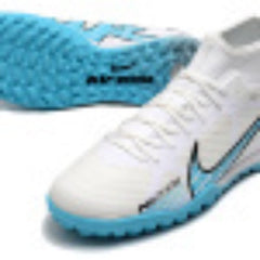 Chuteira Society TF Nike Zoom Mercurial Superfly 9 Academy Branca e Azul