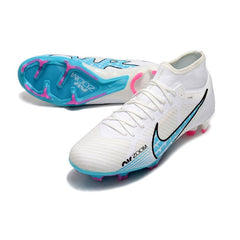 Chuteira Campo FG Nike Zoom Mercurial Superfly 9 Academy Branca, Azul e Rosa