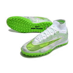 Chuteira Society TF Nike Zoom Mercurial Superfly 9 Elite Prateada e Verde