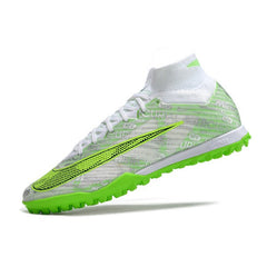 Chuteira Society TF Nike Zoom Mercurial Superfly 9 Elite Prateada e Verde