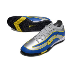 Chuteira Society TF Nike Zoom Mercurial Vapor 16 Elite Cinza Azul e Amarela