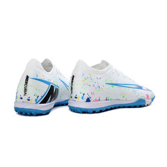 Chuteira Society TF Nike Zoom Mercurial Vapor 16 Elite Branca e Azul-Clara
