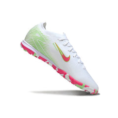 Chuteira Society TF Nike Zoom Mercurial Vapor 16 Elite Branca, Verde e Rosa