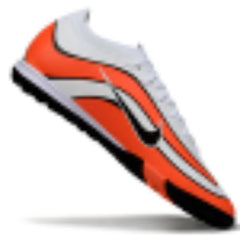 Chuteira Society TF Nike Zoom Mercurial Vapor 16 Elite Branca Laranja e Preta