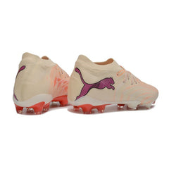 Chuteira Campo FG Puma Future 9 Low Cut Bege e Rosa