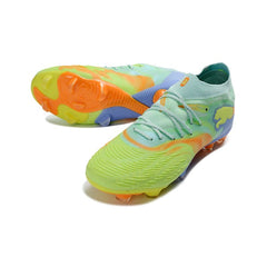 Chuteira Campo FG Puma Future 9 Low Cut Fluorescent Verde e Azul Claro