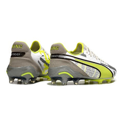 Chuteira Campo FG Puma King Ultimate Branca Cinza e Amarela