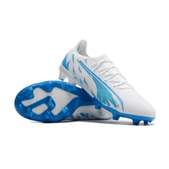 Chuteira Campo Puma Ultra Ultimate FG Branca e Azul - VN Esportes
