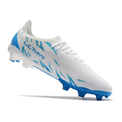 Chuteira Campo Puma Ultra Ultimate FG Branca e Azul - VN Esportes