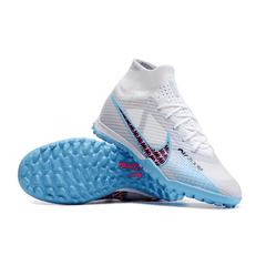 Chuteira Society Nike Zoom Mercurial Superfly 9 Elite TF Cinza,Azul e Rosa - VN Esportes