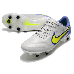 Chuteira Nike Tiempo 9 Legend Anti Clog SG Branca e Azul - VN Esportes