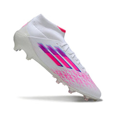 Chuteira Campo FG Adidas F50 Elite Cano Médio Branca e Rosa