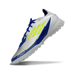 Chuteira Society TF Adidas F50 Elite Prateada e Azul