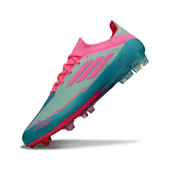 Chuteira Campo FG Adidas F50 Primeknit Elite Azul-Clara e Rosa