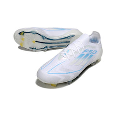 Chuteira Campo FG Adidas F50 Primeknit Elite Branca e Azul-Clara