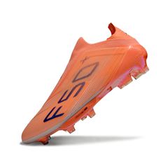 Chuteira Campo FG Adidas F50+ Sem Cadarço Elite Pack Coral Blaze Infantil