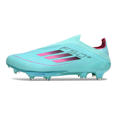 Chuteira Campo Adidas F50+ Elite Sem Cadarço FG Azul Claro