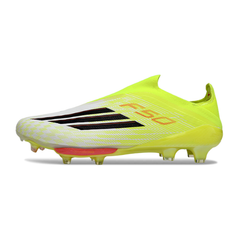 Chuteira Campo Adidas F50+ Elite Sem Cadarço FG Amarelo e Branco