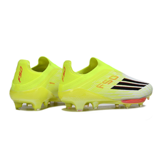 Chuteira Campo Adidas F50+ Elite Sem Cadarço FG Amarelo e Branco