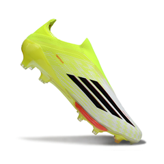 Chuteira Campo Adidas F50+ Elite Sem Cadarço FG Amarelo e Branco