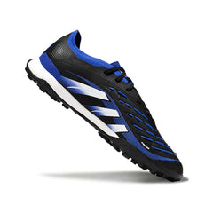 Chuteira Society TF Adidas Predator 25 Elite Preta, Azul e Branca