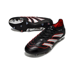 Chuteira Campo FG Adidas Predator 25 Elite Preta, Prateada e Vermelha