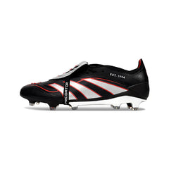 Chuteira Campo FG Adidas Predator 25 Elite Com Língua Preta, Prateada e Vermelha