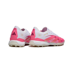 Chuteira Society TF Adidas Predator 25 Elite Branca e Rosa