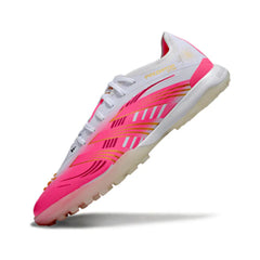Chuteira Society TF Adidas Predator 25 Elite Branca e Rosa