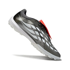 Chuteira Society TF Adidas Predator 26 Elite Com Língua Cinza, Branca e Laranja