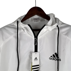 Jaqueta Corta-Vento Adidas Branca e Preta