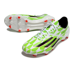 Botas de fútbol Adidas F50 Adizero FG blancas y verdes 