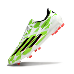 Botas de fútbol Adidas F50 Adizero FG blancas y verdes 