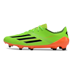 Botas de fútbol Adidas F50 Adizero FG para césped verde y naranja 